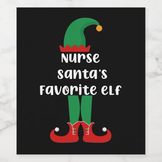 Favoriete Elf Funny Neurse Kerstmis Wijn Etiket (Enkel label)
