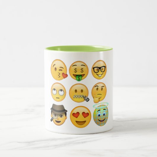 Favoriete emoji collectie Grappig mok-ontwerp Tweekleurige Koffiemok (Center)