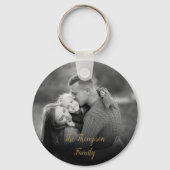 Favoriete familie zwart-wit foto goud schrift sleutelhanger (Voorkant)