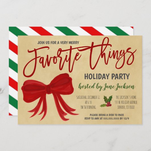 Favoriete feestdag kaart (Voorkant / Achterkant)