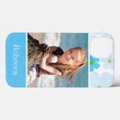 Favoriete Foto Blue Flower Power met naam Case-Mate iPhone Case (Achterkant (horizontaal))