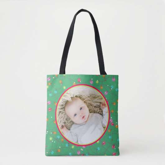 Favoriete foto gepersonaliseerde kerstverlichting tote bag (Voorkant)