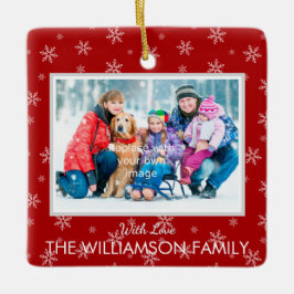 Favoriete foto op Kerstmis Rood met Sneeuwvlokken Keramisch Ornament