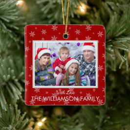 Favoriete foto op Kerstmis Rood met Sneeuwvlokken Keramisch Ornament