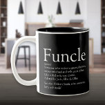 Favoriete Funcle Uncle Moderne Definitie Zwart Tweekleurige Koffiemok<br><div class="desc">Personaliseer voor uw speciale,  favoriete Funcle of oom om een leuk uniek cadeau te creëer. Het is een perfecte manier om hem dagelijks te shows hoe geweldig hij is. Ontworpen door Thisnotme©</div>