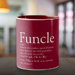 Favoriete Funding oom Modern Definition Burgundy Tweekleurige Koffiemok<br><div class="desc">Pas je aan voor je speciale,  favoriete Funcle of oom om een leuk,  uniek geschenk te creëer. Een perfecte manier om hem te shows hoe geweldig hij elke dag is. Ontworpen door: Thisnotme©</div>