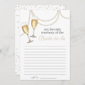 Favoriete Geheugen Parels Prosecco Bruids spel kaa Kaart (Voorkant / Achterkant)