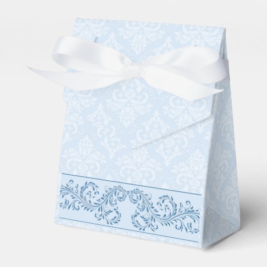 Favoriete/geschenkdoos - Icy Blue Damask Bedankdoosjes (Voorkant Zijde)