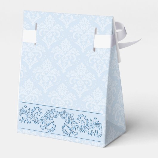 Favoriete/geschenkdoos - Icy Blue Damask Bedankdoosjes (Achterkant)