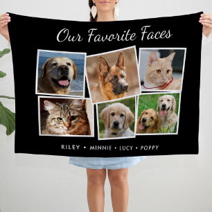 Favoriete Gezichten Meerdere Huisdier Foto Collage Fleece Deken