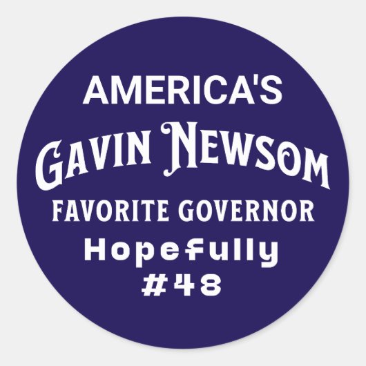 Favoriete gouverneur van Amerika | Gavin Newsom Ronde Sticker (Voorkant)