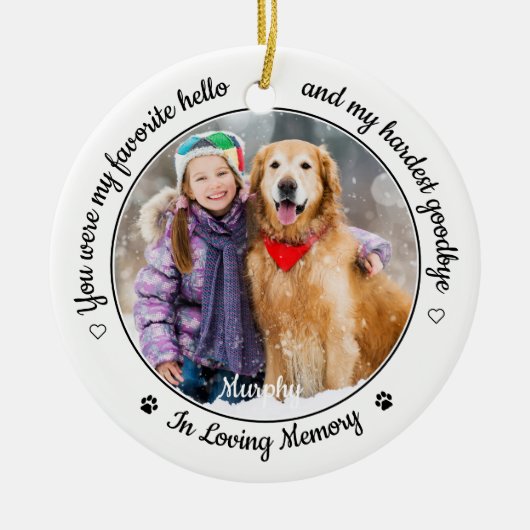 Favoriete Hallo Harde afscheid Foto Pet Memorial Keramisch Ornament (Voorkant)