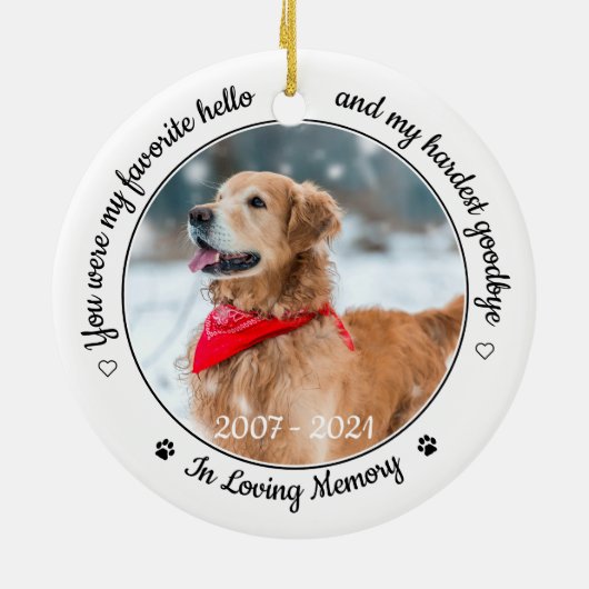 Favoriete Hallo Harde afscheid Foto Pet Memorial Keramisch Ornament (Achterkant)