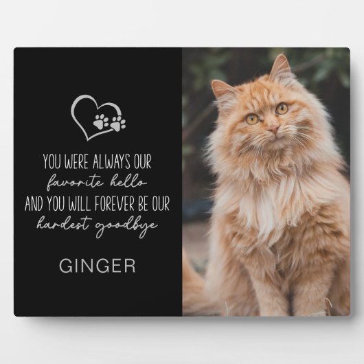 Favoriete Hallo Harde Vaarwel Kat Memorial Fotoplaat (Voorkant)