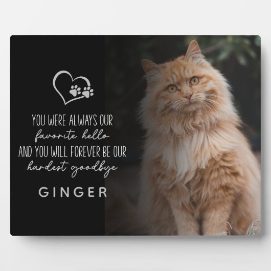 Favoriete Hallo Hardste Vaarwel Kat Herdenking Fotoplaat (Voorkant)