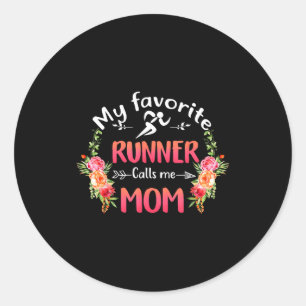 Favoriete hardloper noemt mama bloem hardlopende m ronde sticker