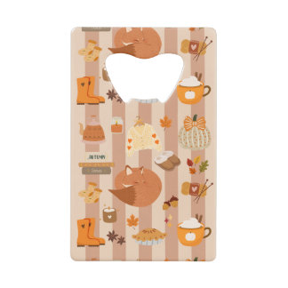 Favoriete herfst dingen creditkaart flessenopener