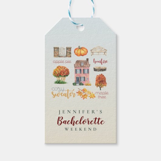 Favoriete herfst Rustic Bachelorette-feest Bedankt Cadeaulabel (Voorkant)