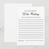 Favoriete herinnering aan de bruiloft Shower Game  Kaart (Voorkant / Achterkant)