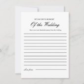 Favoriete herinnering aan de bruiloft Shower Game  Kaart (Voorkant)