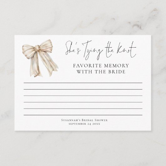 Favoriete herinnering met Bride Cream Bow Vrijgeze Kaart (Voorkant)