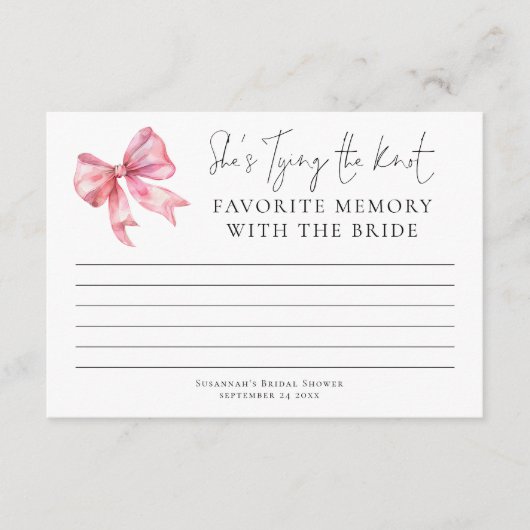 Favoriete herinnering met Bride Pink Bow Vrijgezel Kaart (Voorkant)