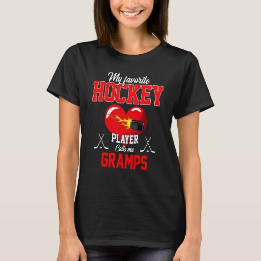 Favoriete Hockey Player roept me Gramps Moeder Da T-shirt (Voorkant)
