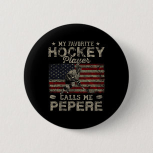Favoriete hockeyspeler noemt me Pepere Vaderdag Ronde Button 5,7 Cm