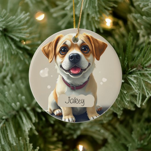 Favoriete hond foto sjabloon Kerstmis Gepersonalis Keramisch Ornament (Boom)