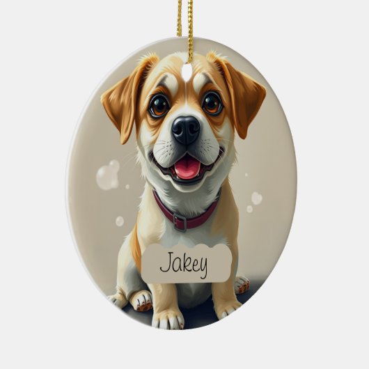 Favoriete hond foto sjabloon Kerstmis Gepersonalis Keramisch Ornament (Rechts)