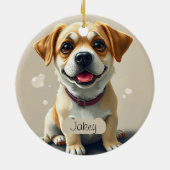 Favoriete hond foto sjabloon Kerstmis Gepersonalis Keramisch Ornament (Achterkant)