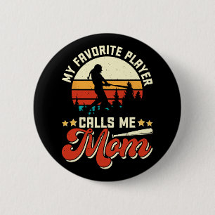 Favoriete honkbalspeler noemt me mama - Moeders Da Ronde Button 5,7 Cm