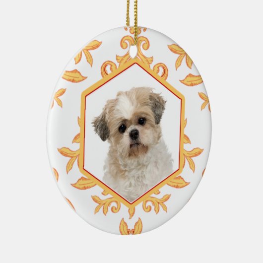 Favoriete huisdieren Gilded Damask Dog/Cat Foto Keramisch Ornament (Rechts)