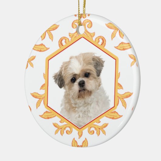 Favoriete huisdieren Gilded Damask Dog/Cat Foto Keramisch Ornament (Links)