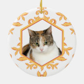 Favoriete huisdieren Gilded Damask Dog/Cat Foto Keramisch Ornament (Achterkant)