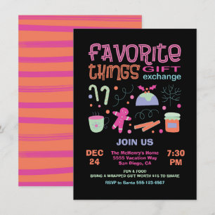 Favoriete kerstcadeautjes Exchange Party Invi Kaart
