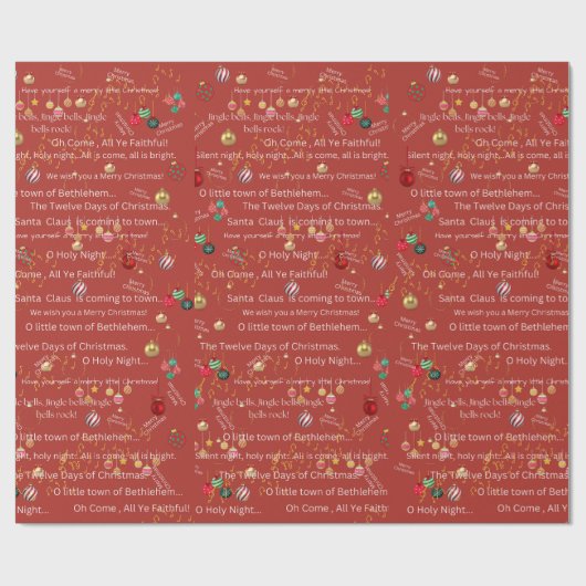 Favoriete kerstliedjes cadeaupapier (Vlak)