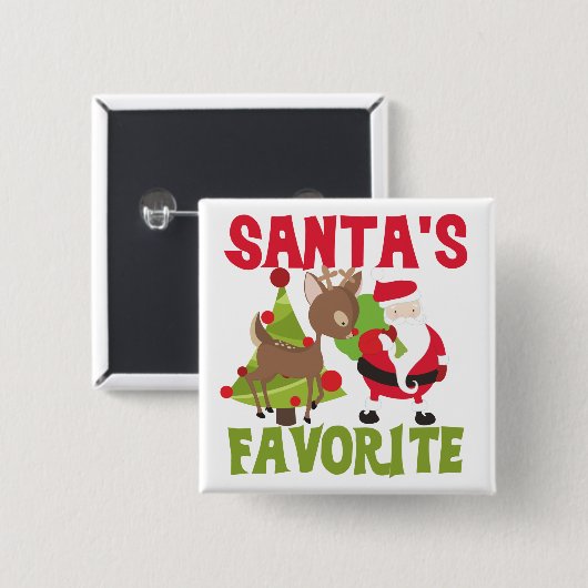Favoriete kerstman vierkante button 5,1 cm (Voorkant /achterkant)