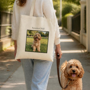 Favoriete kind op hondenfoto tote bag