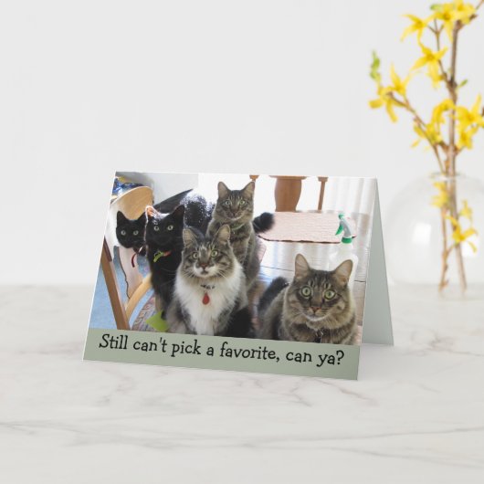 Favoriete Kind Vaderdag Cat Kaart (Gele Bloem)