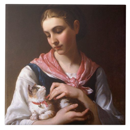 Favoriete Kitten (door Émile Munier) Tegeltje (Voorkant)