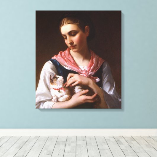 Favoriete kitten (schattig Kat) Canvas Afdruk (Insitu (Houten vloer))