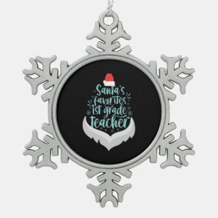 Favoriete leraar eerste klas Funny Kerstmis Tin Sneeuwvlok Ornament
