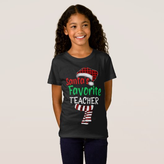 Favoriete leraar grappige kerstkerstkerstkerstkers t-shirt (Voorkant volledig)