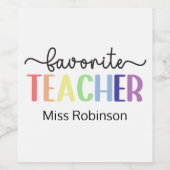 Favoriete leraar regenboog leraar waardering cadea wijn etiket (Enkel label)