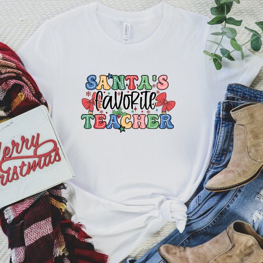 Favoriete leraar voor de kerstman t-shirt