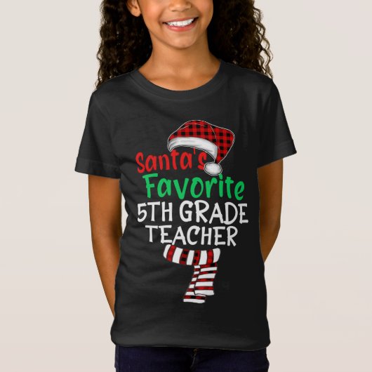 Favoriete leraar Xmas Santa Red van de vijfde klas T-shirt (Voorkant)