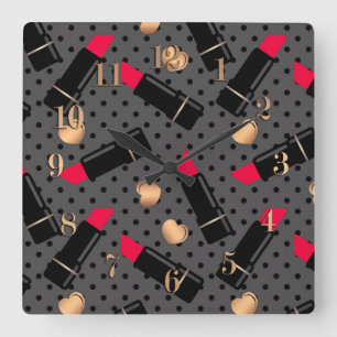 Favoriete lipstick vierkante klok