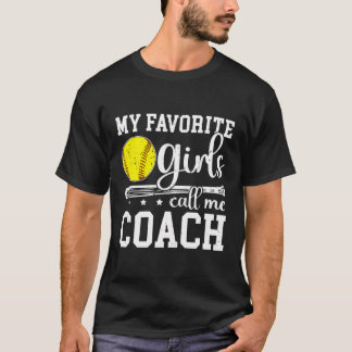 Favoriete Meisjes Noem me Softbal Coach Softbal Co T-shirt