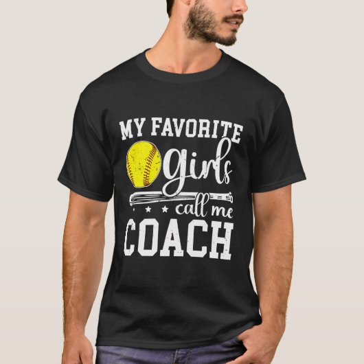 Favoriete Meisjes Noem me Softbal Coach Softbal Co T-shirt (Voorkant)